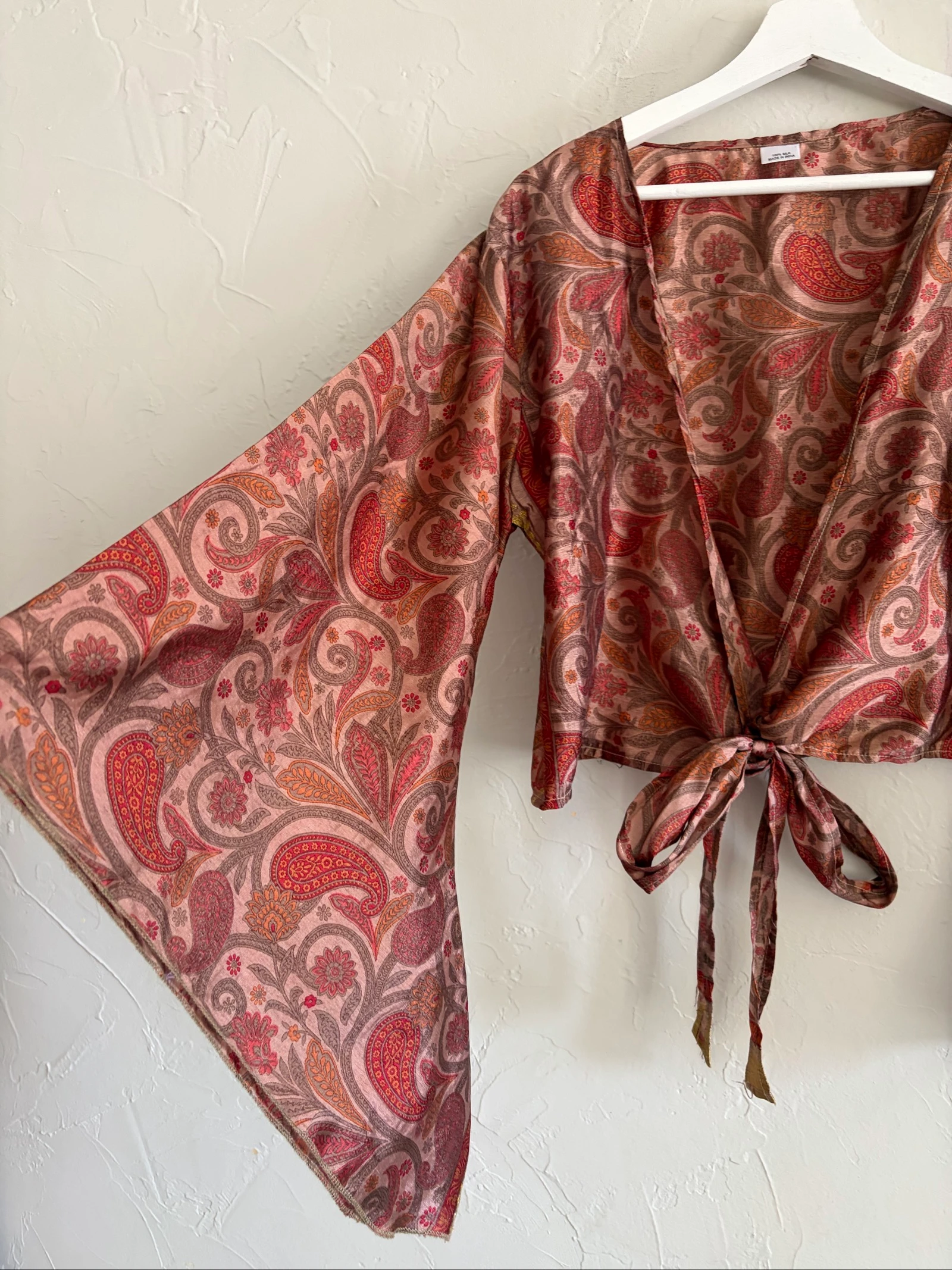 Blouse - zijden kimono met wijde mouwen om vast te binden – photo 4